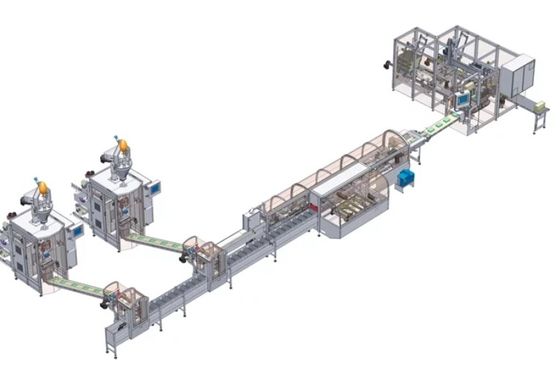 Envasado totalmente automático y control PLC de paletización con robots colaborativos