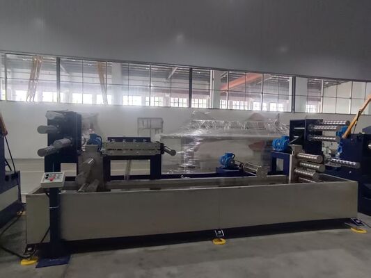 Línea de extrusión de PP de 55 metros de largo con 55 metros de potencia de 235 KW – Solución llave en mano completa desde el secado hasta el rollo terminado